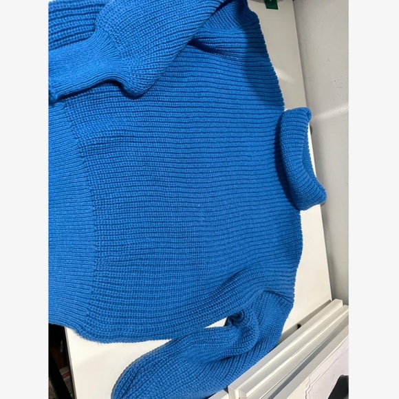 Blue Turtleneck Knit Pullover Sweater Long Sleeve - Picture 8 of 16